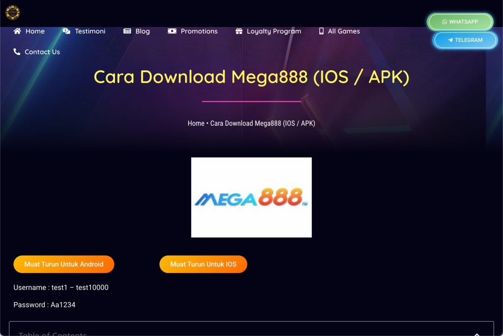 Mega888 APK Download
